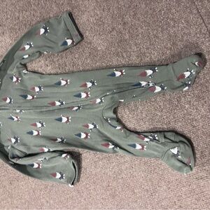 Charming Green Fox Print Kids Footie
